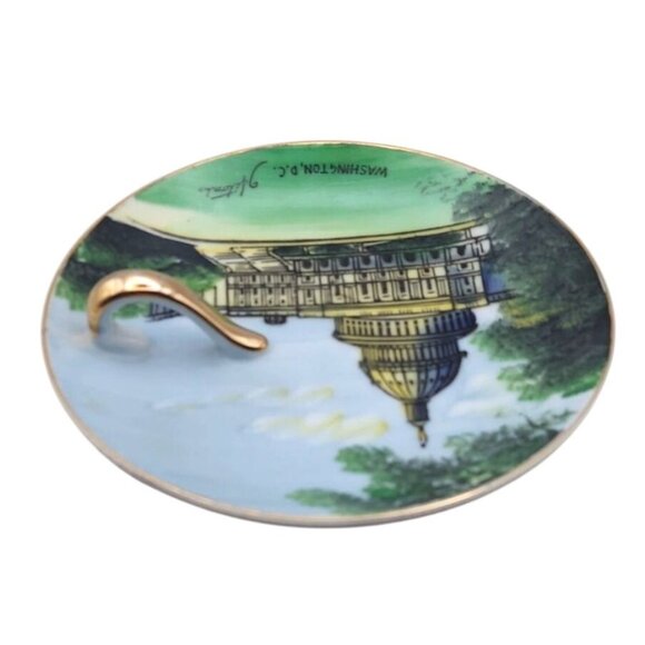 Vintage Hand Painted Washington DC Capital Building Souvenir Plate w/ Handle - Picture 4 of 7
